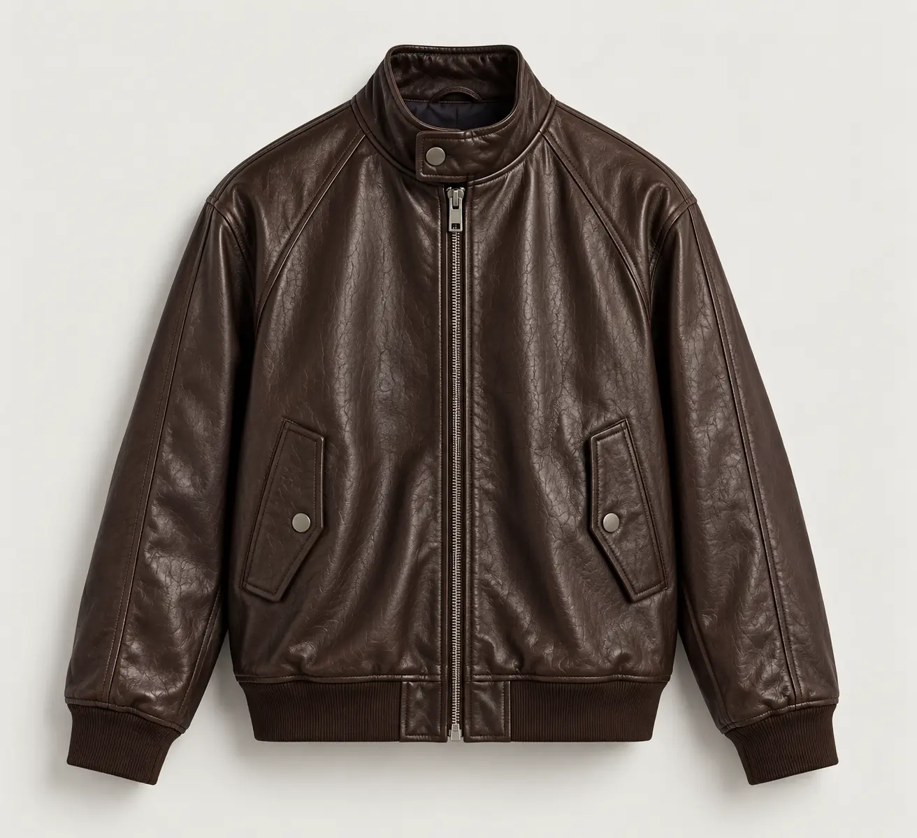 The After Hours Leather Jacket — front, laid flat